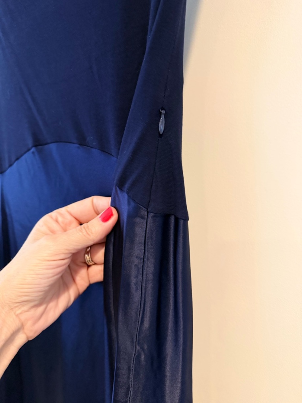 NWT OGL Strapless Navy Satin Midi Dress in Size Small - Picture 7 of 10
